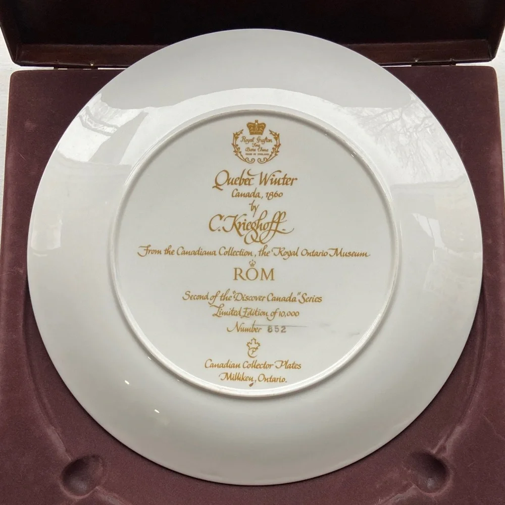 Canadian Collector Landscape Plate in Box “Quebec Winter” by Krieghoff - Picture 6 of 7